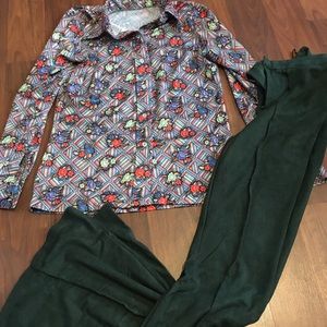 70s top with bell bottoms